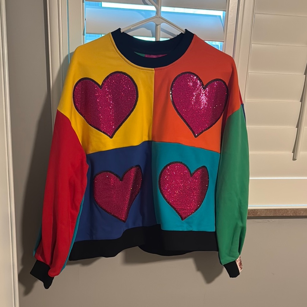 QOS heart sweatshirt. NWOT. So cute!!
